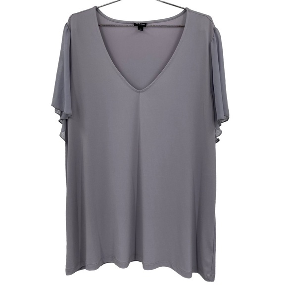 Torrid Studio Knit V-Neck Chiffon Sleeve Tee Size 3X Plus Size Lilac/Grey - Picture 4 of 11